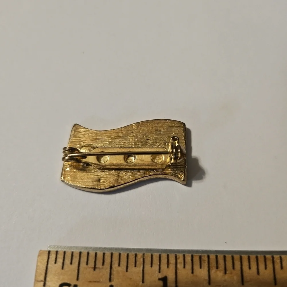 Vintage Rhinestone USA American Flag July 4 Patriotic GoldTone Brooch Pin - Picture 4 of 14